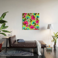 83 Oranges Ecstatic Floral Wood Wall Mural