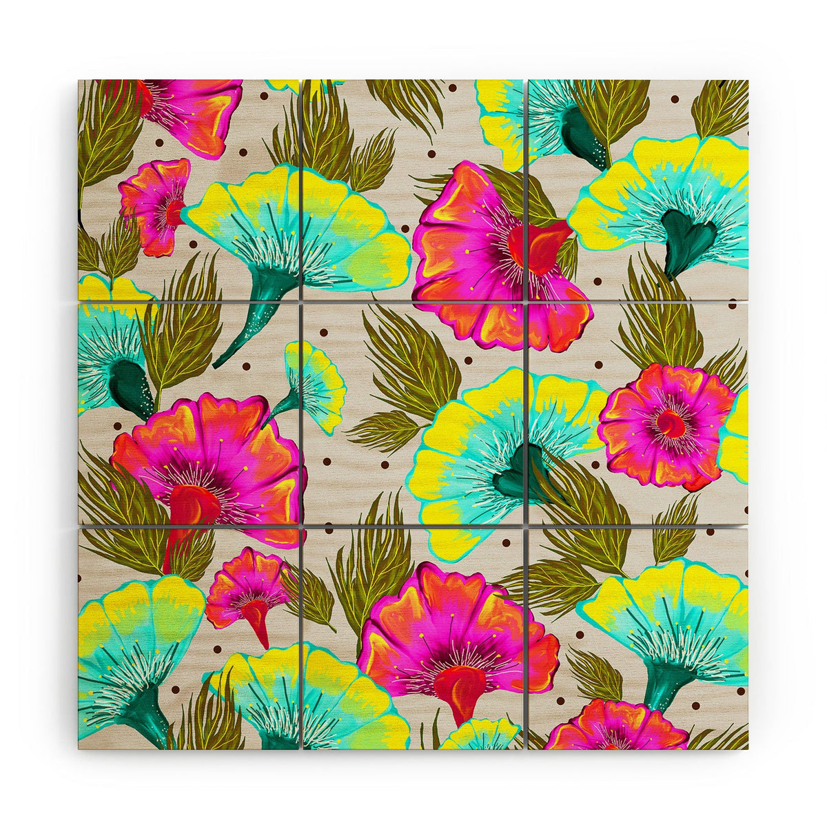 83 Oranges Ecstatic Floral Wood Wall Mural