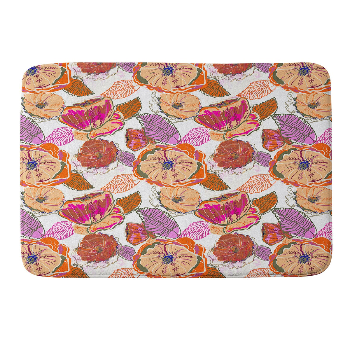 83 Oranges Fall Flora Memory Foam Bath Mat