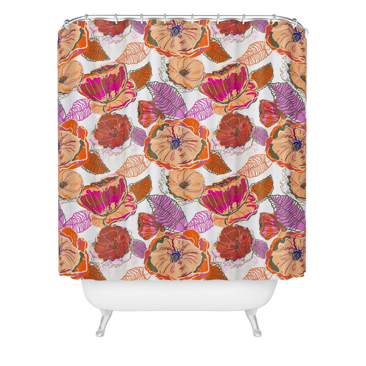 83 Oranges Fall Flora Shower Curtain