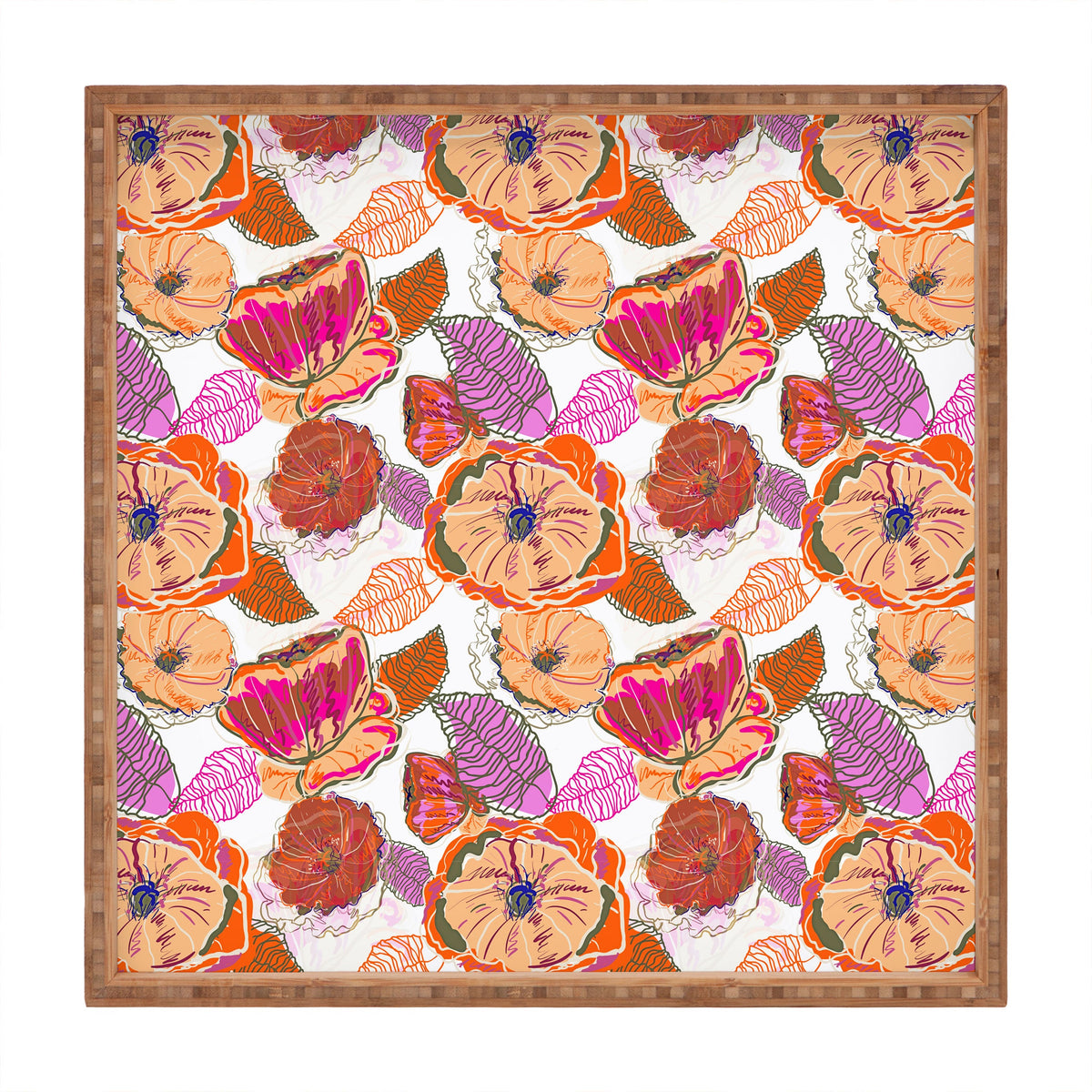 83 Oranges Fall Flora Square Tray