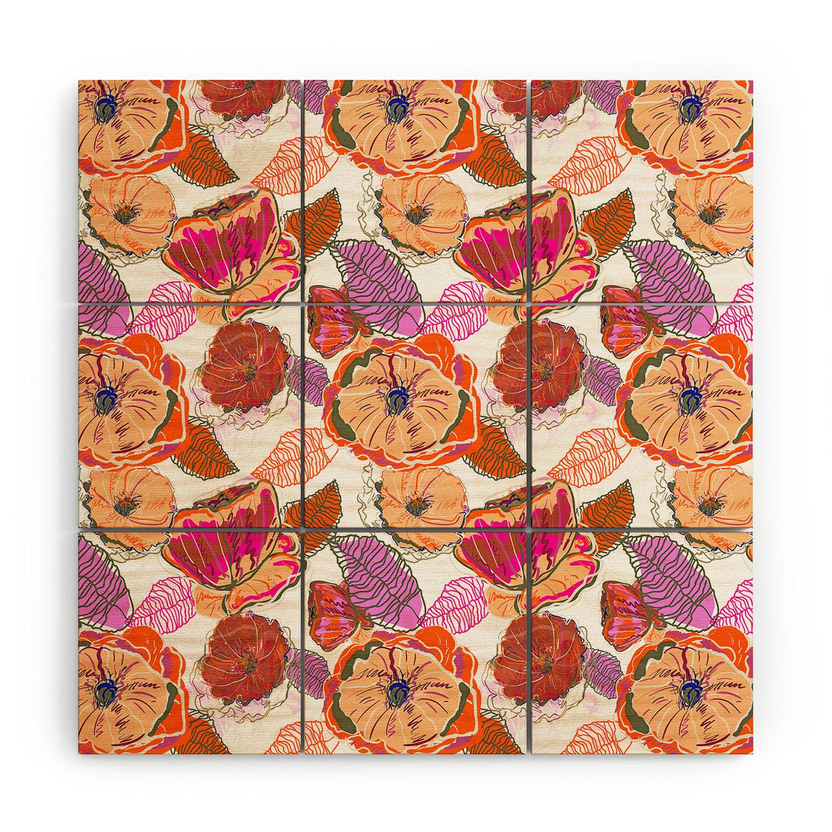 83 Oranges Fall Flora Wood Wall Mural