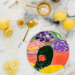 83 Oranges Fish Market Cutting Board Round