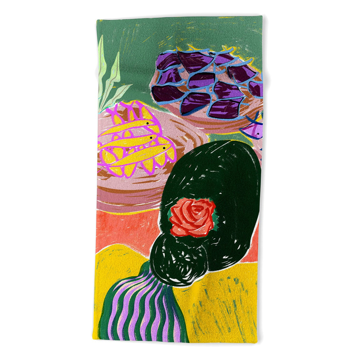 83 Oranges Fish Market Beach Towel