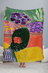 83 Oranges Fish Market Throw Blanket