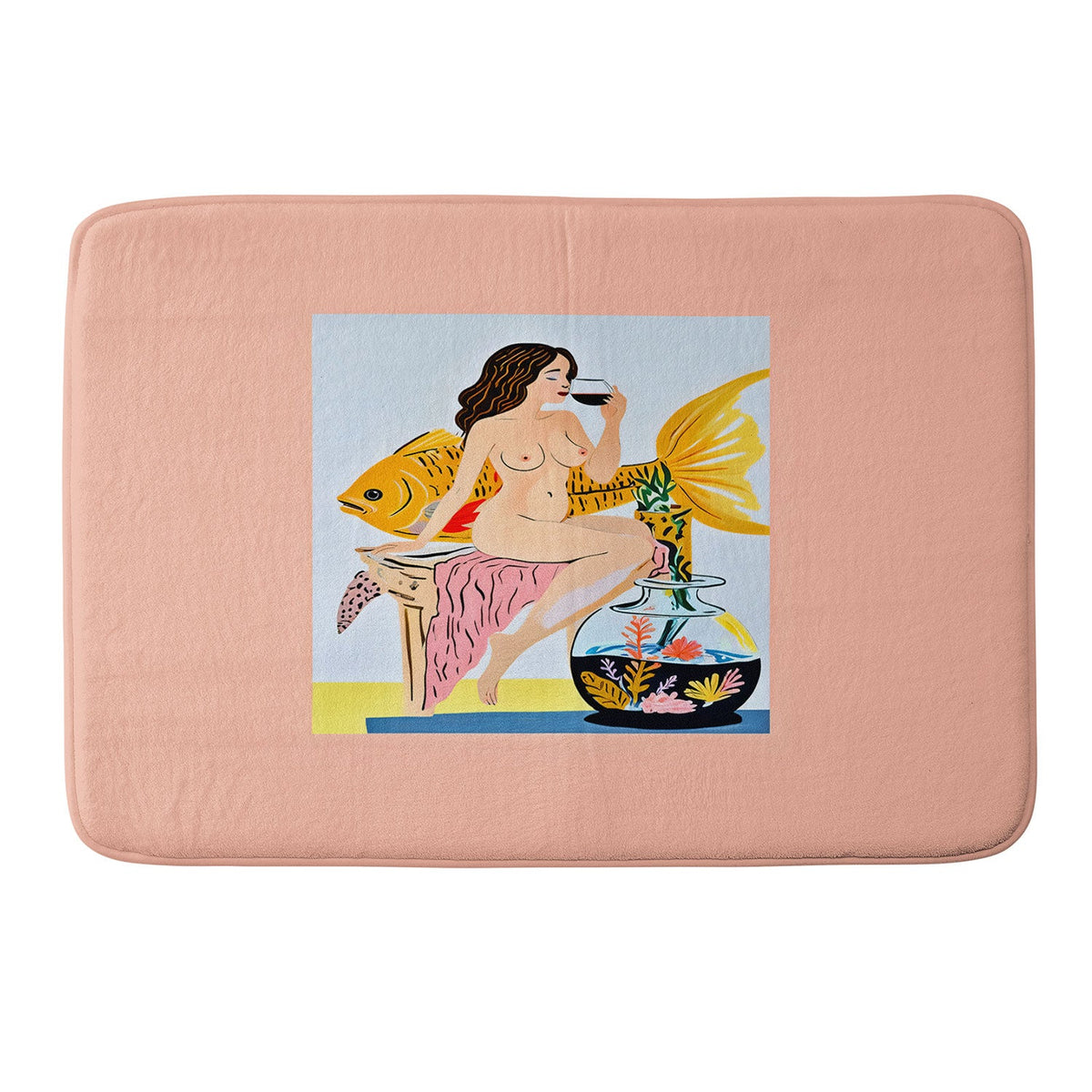 83 Oranges Fishy Shananigans Art Memory Foam Bath Mat