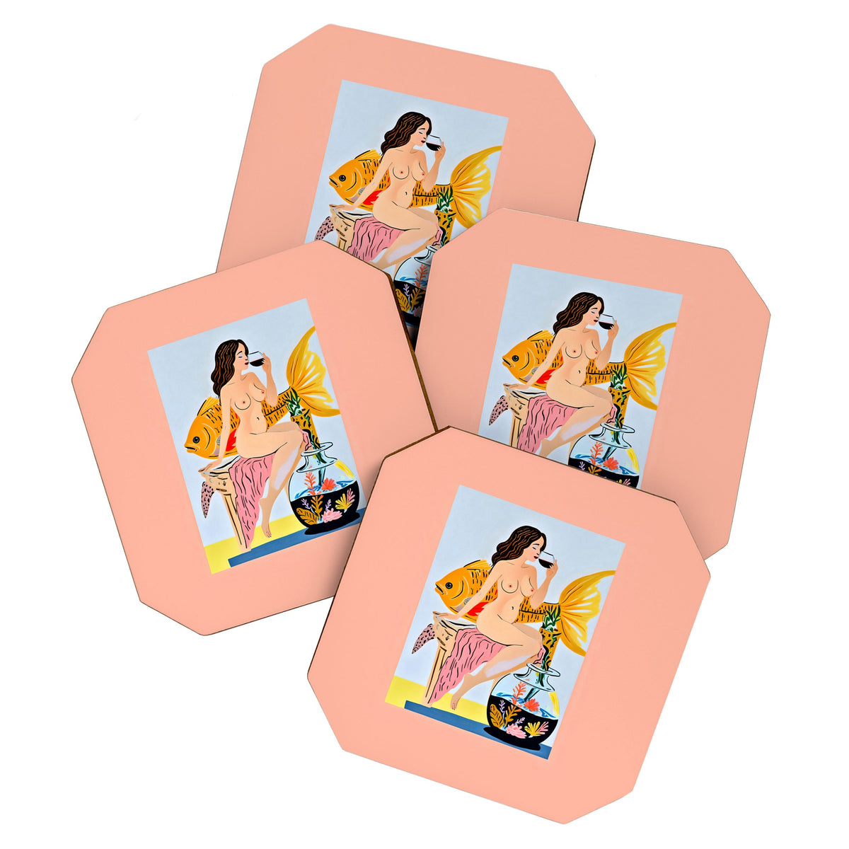 83 Oranges Fishy Shananigans Art Coaster Set