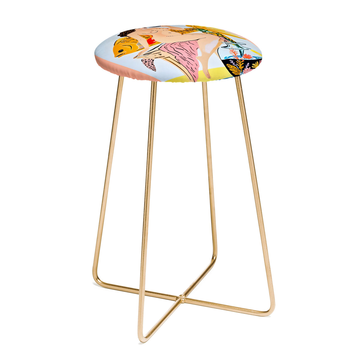 83 Oranges Fishy Shananigans Art Counter Stool