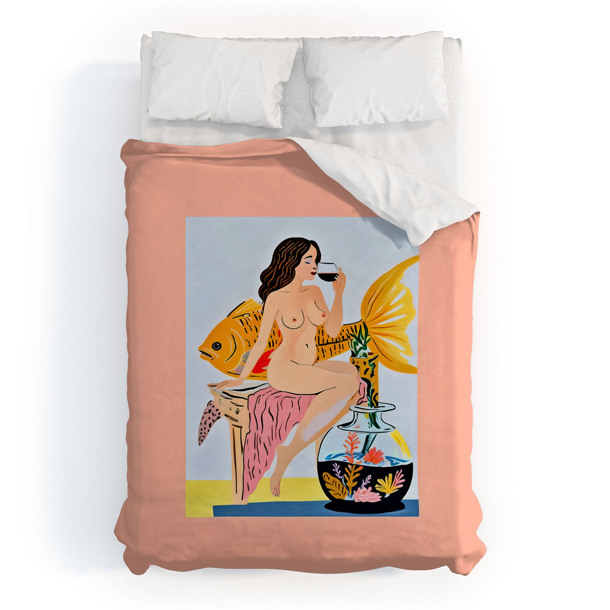 83 Oranges Fishy Shananigans Art Duvet Cover