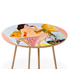 83 Oranges Fishy Shananigans Art Round Side Table