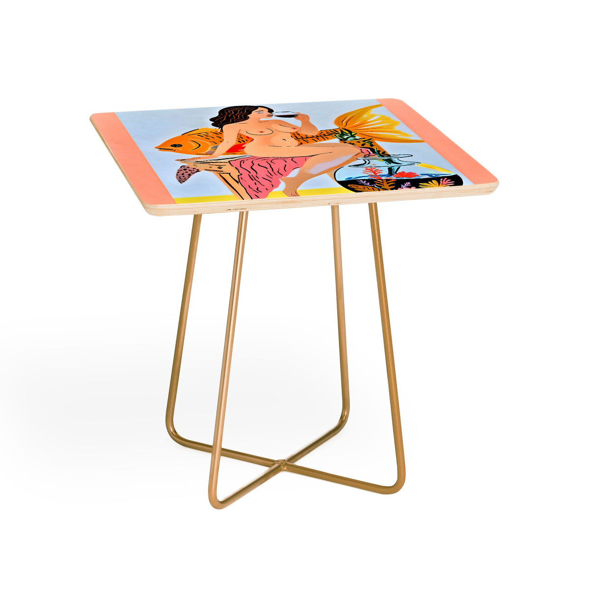 83 Oranges Fishy Shananigans Art Side Table