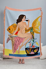 83 Oranges Fishy Shananigans Art Throw Blanket
