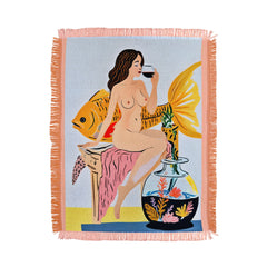83 Oranges Fishy Shananigans Art Throw Blanket