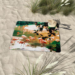 83 Oranges Flamingo Sighting Jungle Nature Picnic Blanket