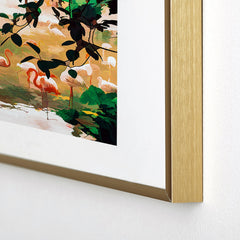 83 Oranges Flamingo Sighting Jungle Nature Metal Framed Art Print