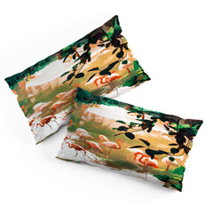83 Oranges Flamingo Sighting Jungle Nature Pillow Shams