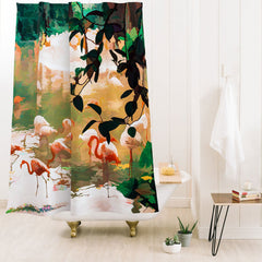 83 Oranges Flamingo Sighting Jungle Nature Shower Curtain