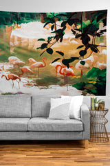 83 Oranges Flamingo Sighting Jungle Nature Tapestry