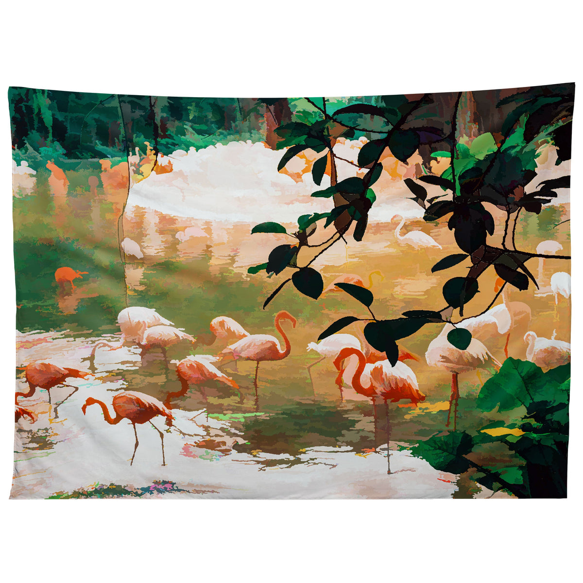 83 Oranges Flamingo Sighting Jungle Nature Tapestry