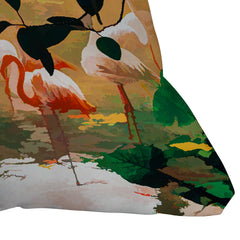 83 Oranges Flamingo Sighting Jungle Nature Throw Pillow