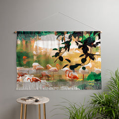83 Oranges Flamingo Sighting Jungle Nature Wall Hanging Landscape