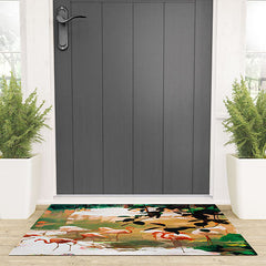 83 Oranges Flamingo Sighting Jungle Nature Welcome Mat