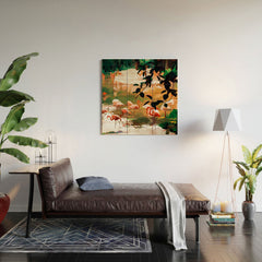 83 Oranges Flamingo Sighting Jungle Nature Wood Wall Mural