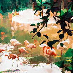 83 Oranges Flamingo Sighting Jungle Nature Shower Curtain
