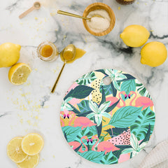 83 Oranges Flamingo Tropical Cutting Board Round