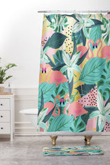83 Oranges Flamingo Tropical Shower Curtain And Mat