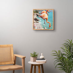 83 Oranges Flamingos on the Beach Wildlife Framed Wall Art