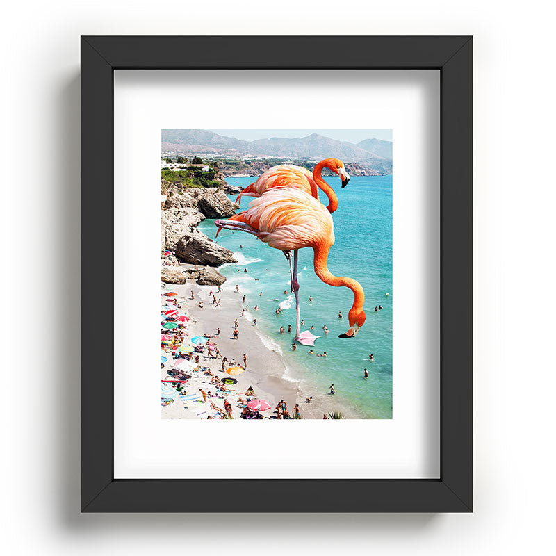 83 Oranges Flamingos on the Beach Wildlife Recessed Framing Rectangle