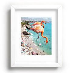 83 Oranges Flamingos on the Beach Wildlife Recessed Framing Rectangle