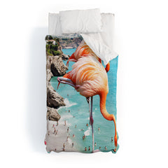 83 Oranges Flamingos on the Beach Wildlife Duvet Cover