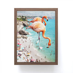 83 Oranges Flamingos on the Beach Wildlife Framed Mini Art Print