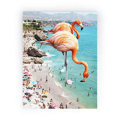 83 Oranges Flamingos on the Beach Wildlife Mini Art Print