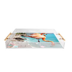 83 Oranges Flamingos on the Beach Wildlife Acrylic Tray