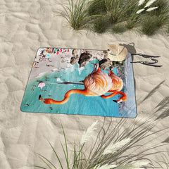 83 Oranges Flamingos on the Beach Wildlife Picnic Blanket