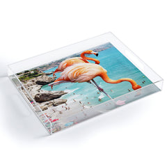 83 Oranges Flamingos on the Beach Wildlife Acrylic Tray