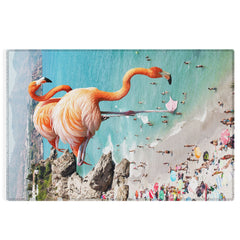 83 Oranges Flamingos on the Beach Wildlife Outdoor Rug