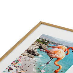 83 Oranges Flamingos on the Beach Wildlife Metal Framed Art Print