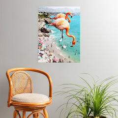 83 Oranges Flamingos on the Beach Wildlife Poster