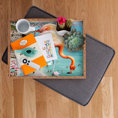 83 Oranges Flamingos on the Beach Wildlife Rectangular Tray