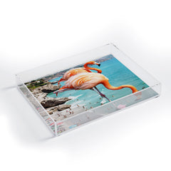 83 Oranges Flamingos on the Beach Wildlife Acrylic Tray