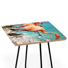83 Oranges Flamingos on the Beach Wildlife Side Table