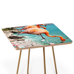 83 Oranges Flamingos on the Beach Wildlife Side Table