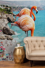 83 Oranges Flamingos on the Beach Wildlife Tapestry
