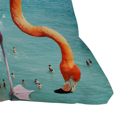 83 Oranges Flamingos on the Beach Wildlife Throw Pillow