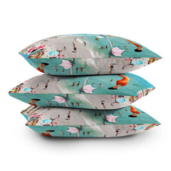83 Oranges Flamingos on the Beach Wildlife Throw Pillow