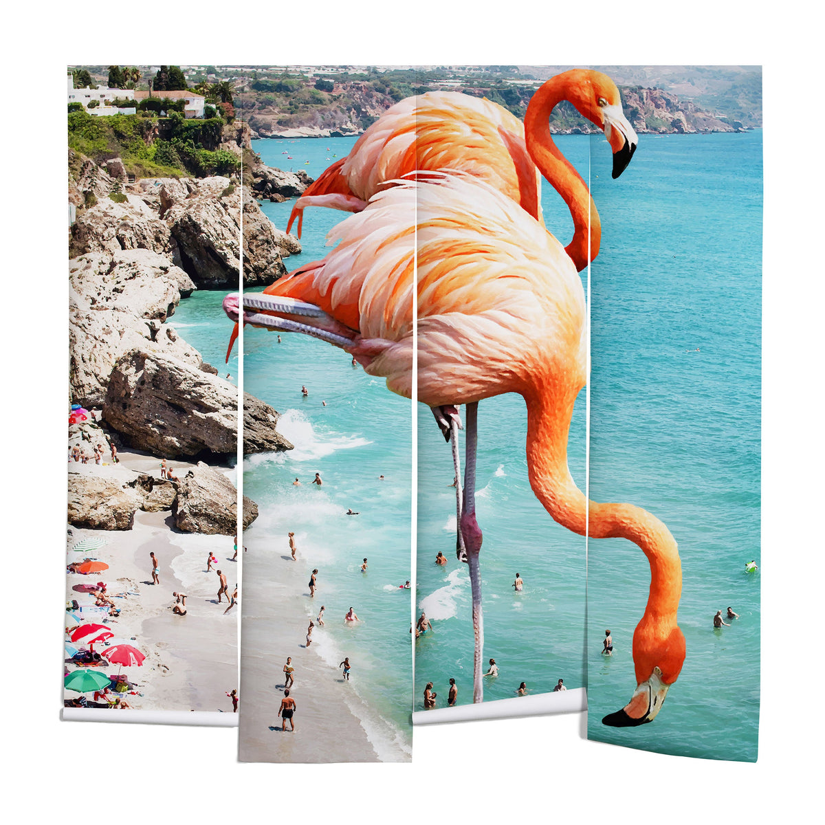83 Oranges Flamingos on the Beach Wildlife Wall Mural